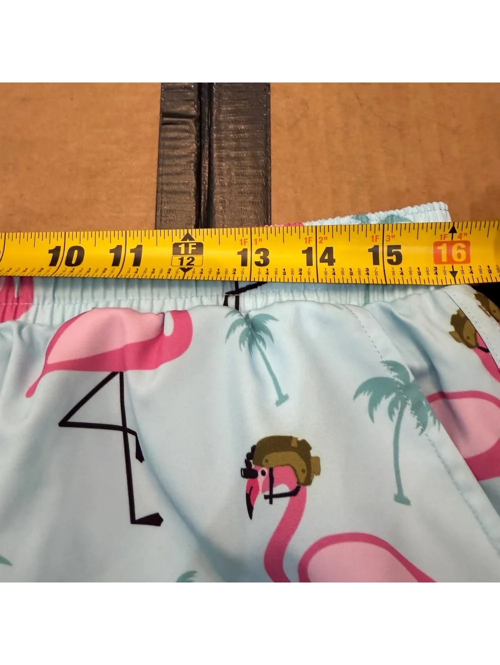 Savage Tacticians Men's Swim Trunks Sz Large Blue Tactical Flamingo Shorts Lined